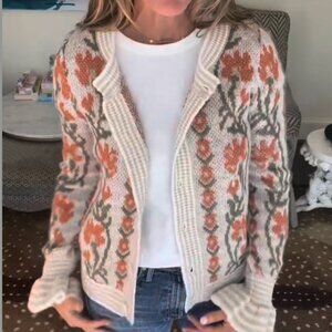 NWT- FLORAL INTARSIA BUTTON-UP SWEATER CARDIGAN